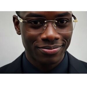 Frameless Sunglasses‎ Rectangle Gold Frame Champagne Lens Fashion Shades Gafas